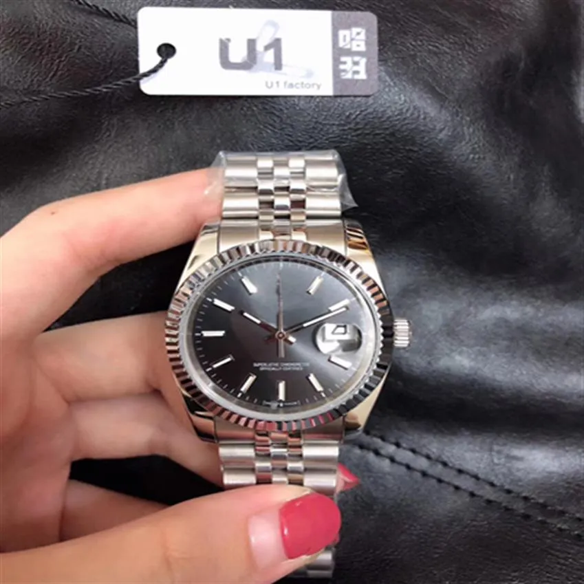 Żeńska średniej wielkości automatyczna zegarek na rękę 36 mm rozkładanie klamry stali nierdzewnej oryginalne zapięcie szafirowe glass223r
