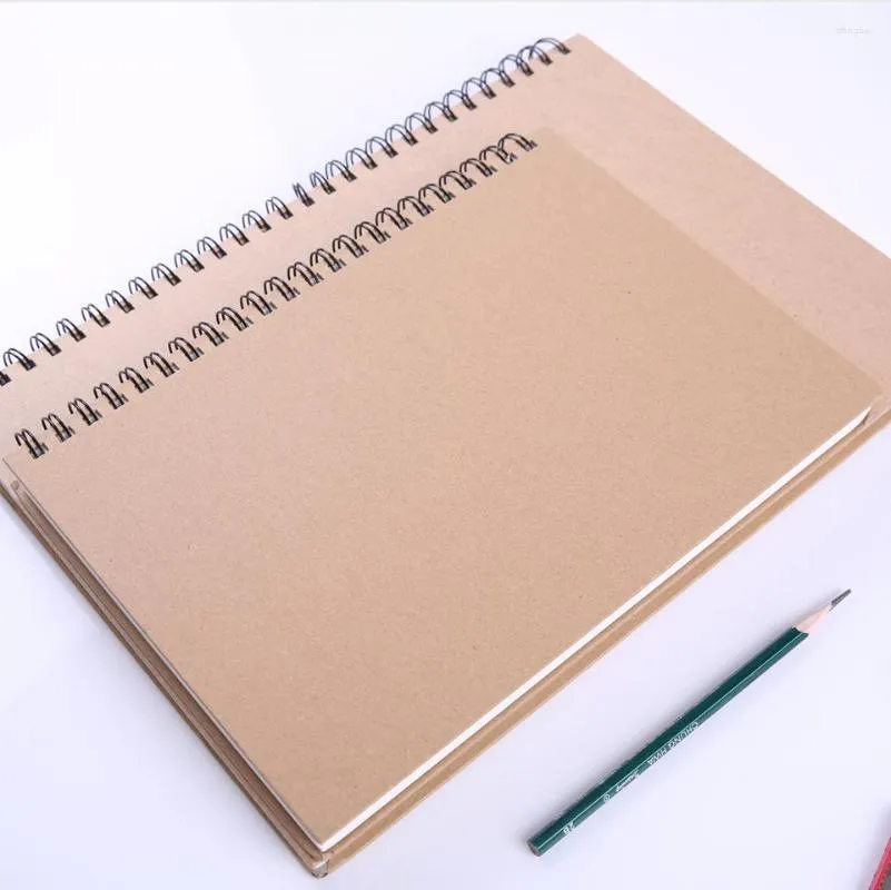 Simple Brown Thick Retro Kraft Paper Coil 8K Sketchbook Notebook Graffiti Drawing Blank Notepad