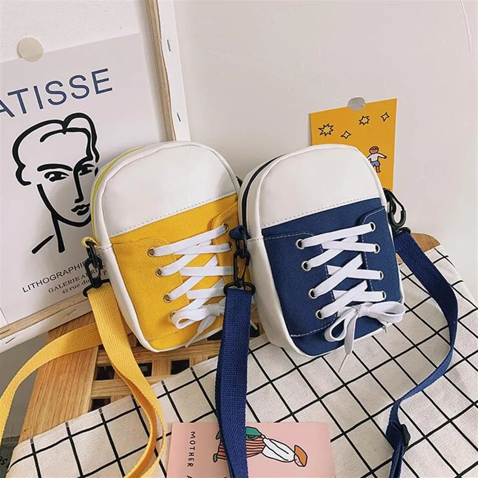 Whole-Canvas Shoulder Bags Shoelaces Bind Crossbody Causal Cool Girl New Style Canvas Bag266A