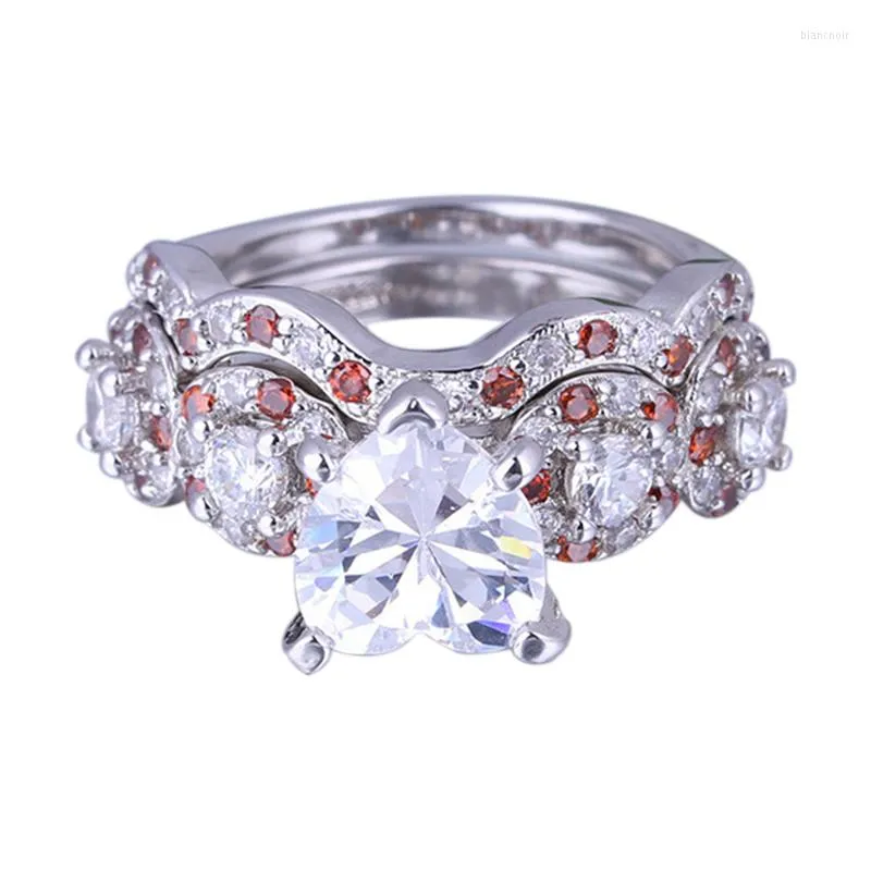 Bröllopsringar Carofeez Fashion Heart Zircon Set for Women Accessories Jewelry Lover Gift Engagement Band