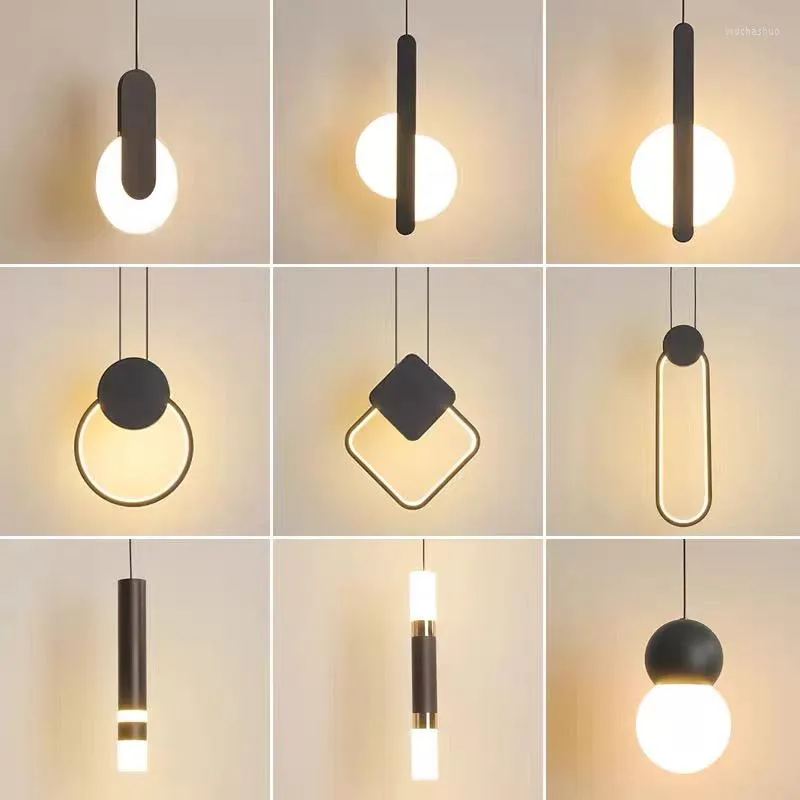 Hanglampen nieuwigheid moderne ledlichten voor woonkamer slaapkamer bedkamer bar muur decor verlichting geometrie hangende keukenarmature