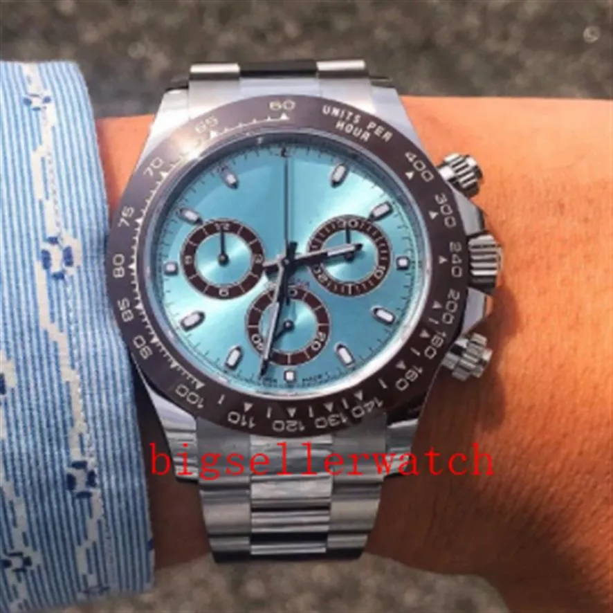 Mouvement mécanique de luxe Asia 2813Men Ice blue Dial Watch Mens No Cosmograph Montres Hommes 116500 116506 Full Steel Wristwa300y