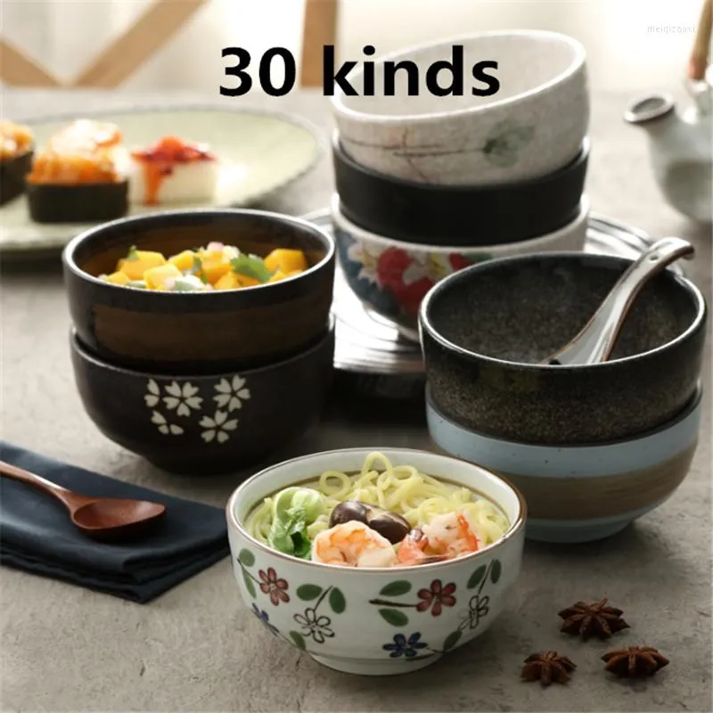 Tigelas estilos japoneses clássicos de cerâmica tigela de arroz grande ramen colher de sopa de mesa pequena mixagem de salada fofa de mesa