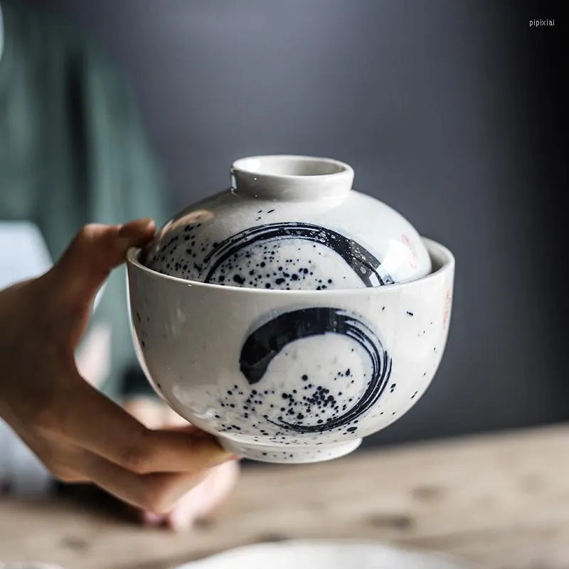 Bowls Japanese-style Ceramic Hand-painted Bowl Dessert And Stew Soup Pot With Lid Ramen Mixing Set Noodle