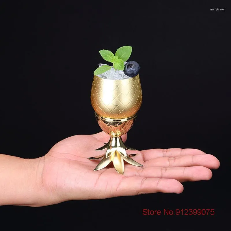 Verres à vin 80 ml Mini verre à cocktail ananas en acier inoxydable petite tasse en métal broméliacée Mule de Moscou cuivre boisson spéciale verre à vin