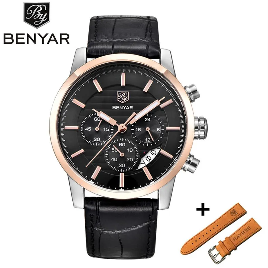 Benyar Luxus Marke Männer Uhren Set Voller Stahl Sport armbanduhr männer Armee Militär Uhr Mann Quarzuhr Relogio masculin277L