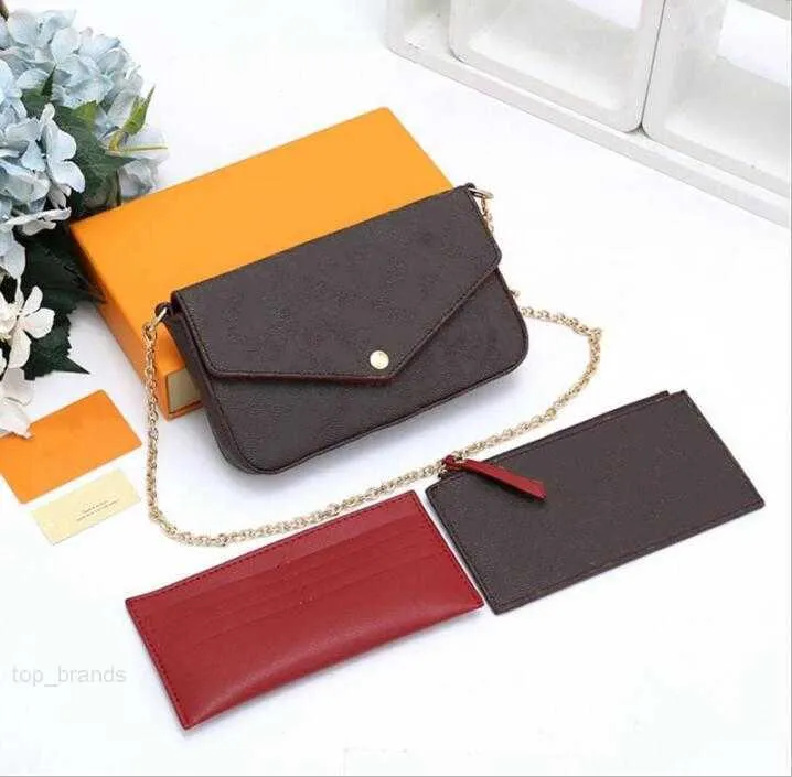 2023 Kadınlar Favori Luxurys Orijinal Çanta Deri Tasarımcıları Moda Çantalar Çantalar Çiçek Mini 3pcs Crossbody Omuz Çantaları Kılıf