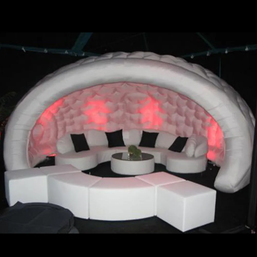 Commercial mobile LED inflatable half dome tent luna temporary Cocktail bar for party show