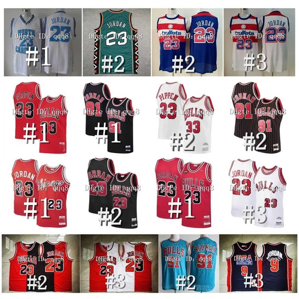 QQQ8 Mitchell and Ness Basketball Jerseys 23 Michael Scottie 33 Pippen Dennis 91 Rodman North Carolina College USA 96 All