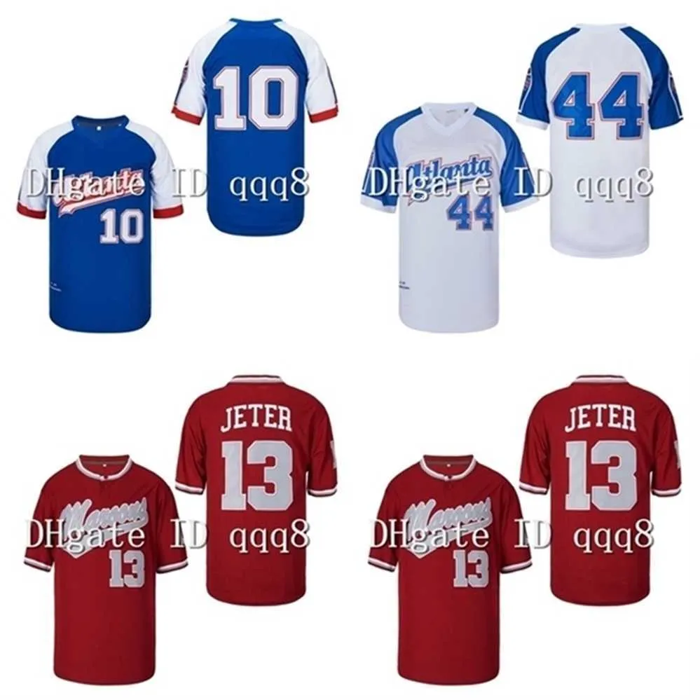 qqq8 Air01 Top Qualité Derek Jeter Amateur Kalamazoo Maroons Jersey Chipper Jones Hank Aaron ATLANTA BLACK CRACKERS PULLOVER Maillots de Baseball