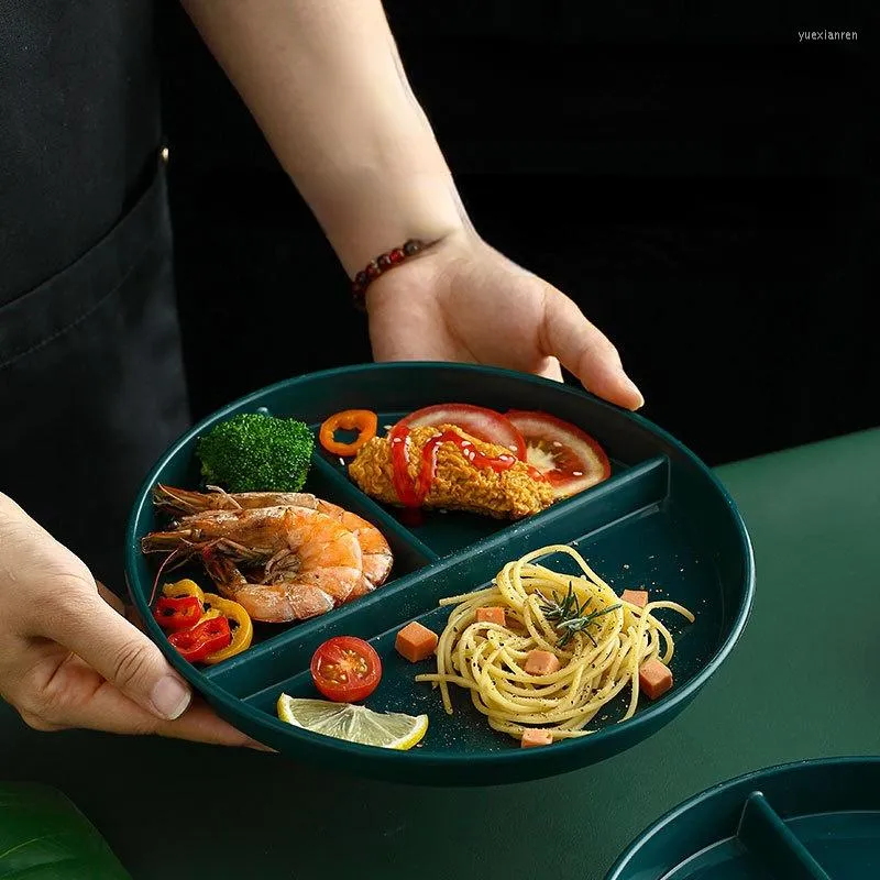 Piatto con scomparto per piatti per stoviglie rotonde in plastica per la cena Piatti da portata per torte Cucina per insalata