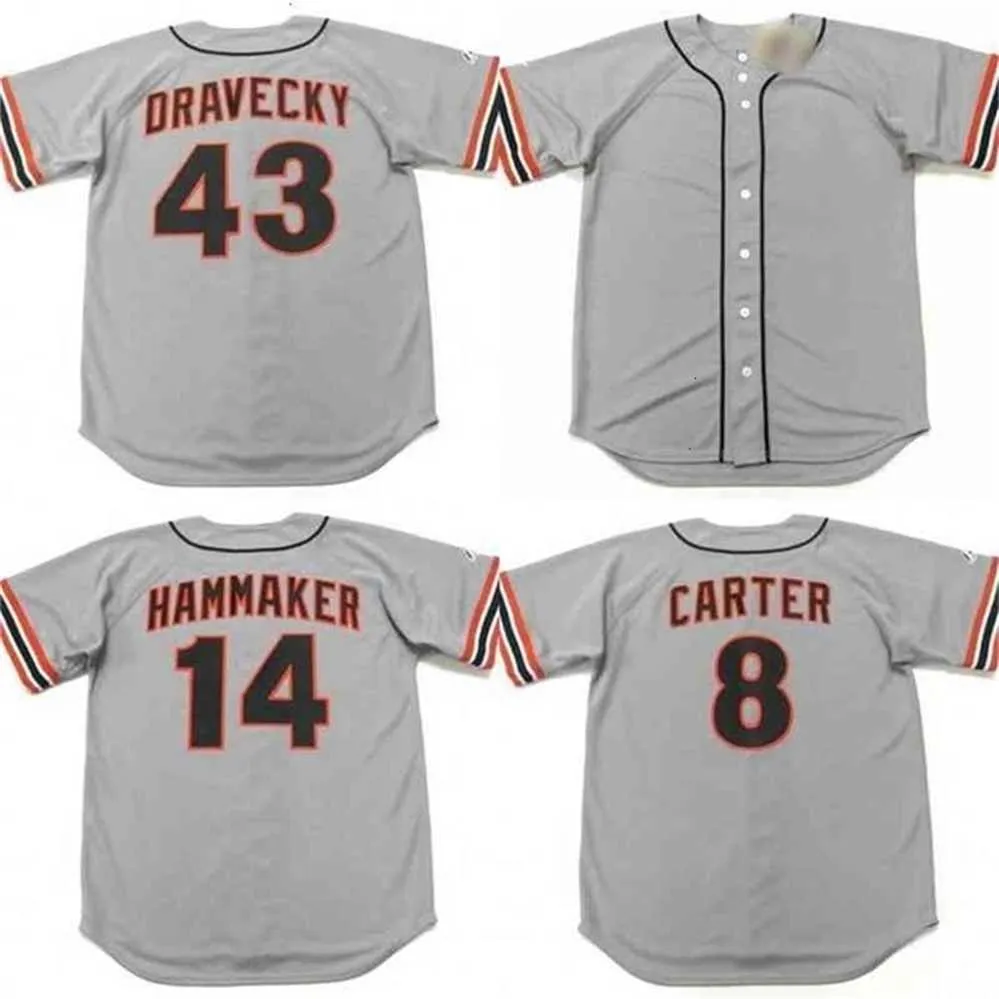 qqq8 C202 Herren 8 GARY CARTER 14 ATLEE HAMMAKER 43 DAVE DRAVECKY 1973 Baseball-Trikot