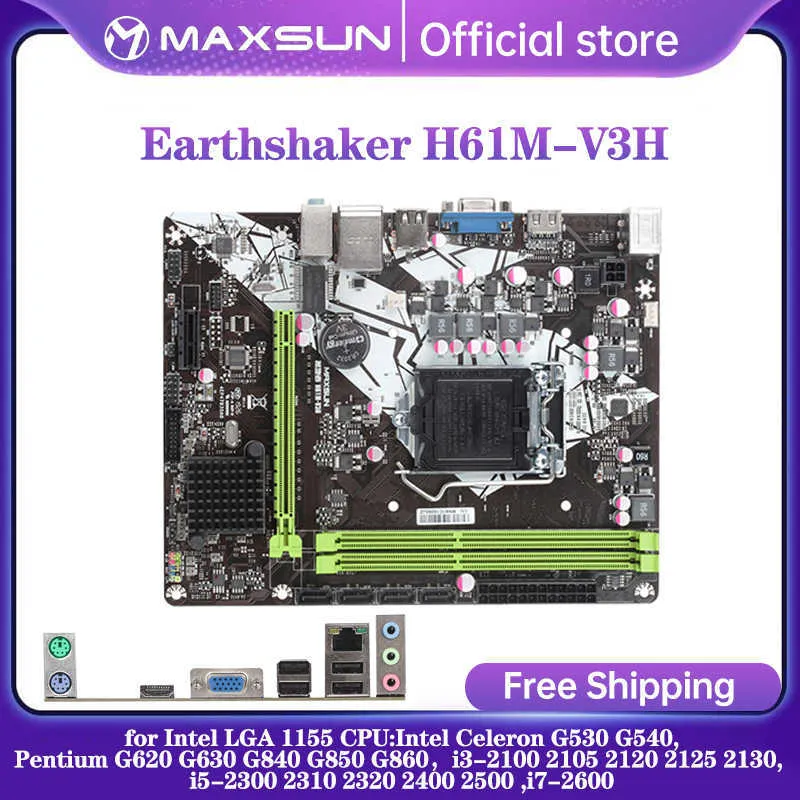 Maxsun Motherboard H61M V3H لـ Intel LGA 1155 I3 2100 2105 I5 2300 2310