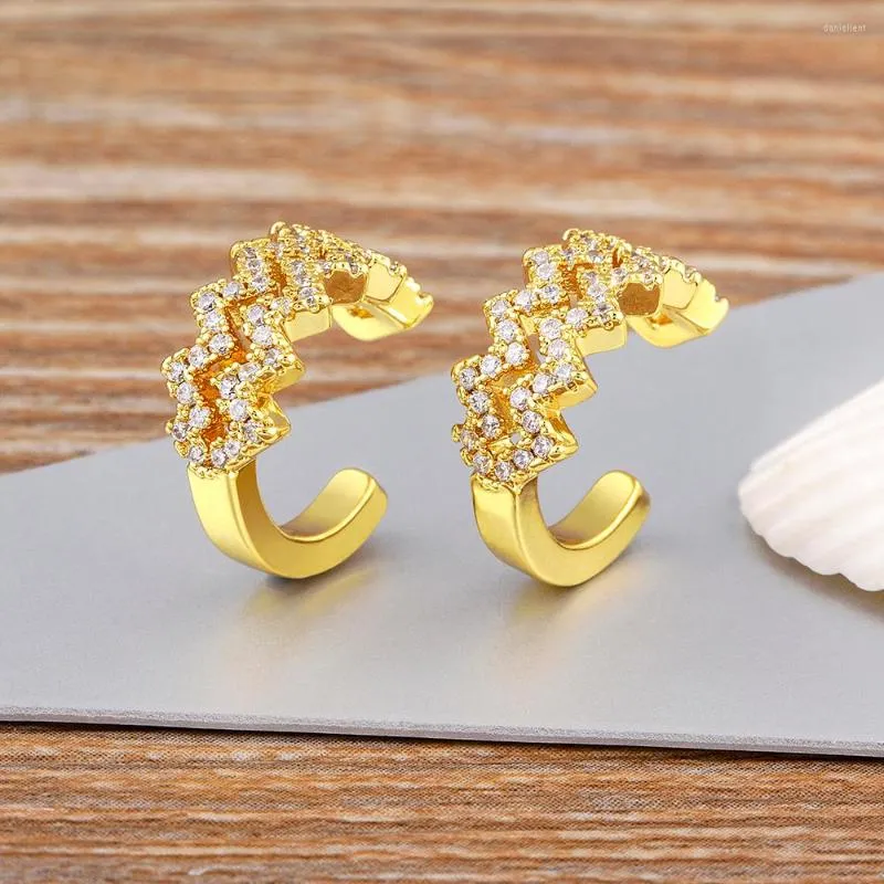 AIBEF Mode Gold Farbe Ohr Manschetten Für Frauen Mädchen Niedlichen Zirkonia Schmuck Gefälschte Piercing Clip Rücken Ohrringe