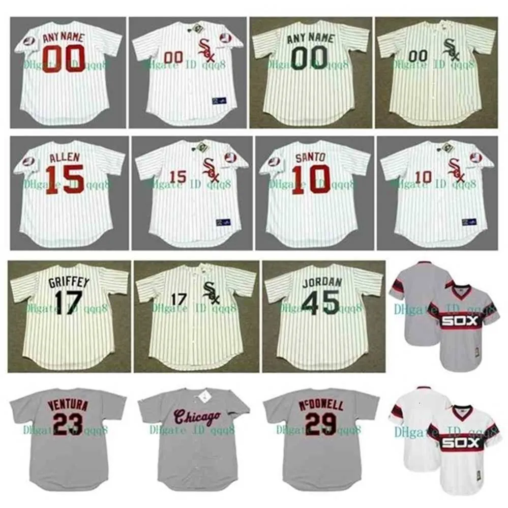 QQQ8 AIR01 Vintage Jersey Ken Griffey Jr. Bo Jackson Paul Konerko Richie Allen Ron Santo Wilbur Wood Frank Thomas Mark Buehrle retro baseball