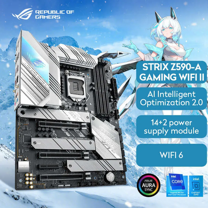 ASUS ROG STRIX Z590-A GAMING WIFI II VIT DATORBODE Support CPU 11900K/11700Kintel Z590/LGA 1200