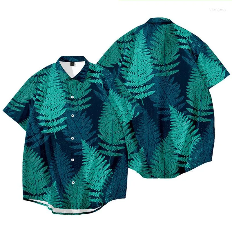 Męskie koszule na swobodne koszule z liście drukowana hawajska koszula plażowa dla mężczyzn 2023 Summer krótki rękaw 5xl Aloha Mens wakacyjny wakacyjny Chemise