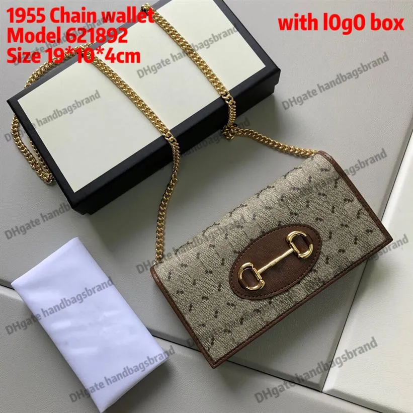 Luxury Designer Wallet 1955 Gold Chain Wallet Lady Double G Bag Coin Purse Famous Card Holder Women Classic Long Pocket Clutch 6212390