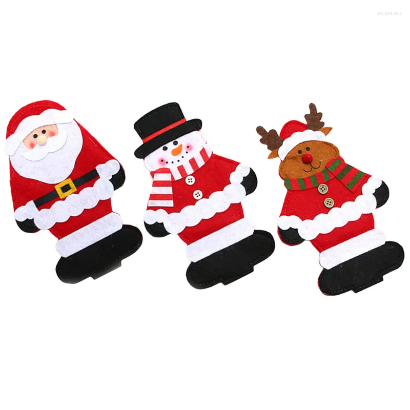 Servis uppsättningar julkotlärhållare tabellwaresilverwarecoverfork Flatvariehållare Holiday Pocket Snowman Santa Decor Pockets Diestouch