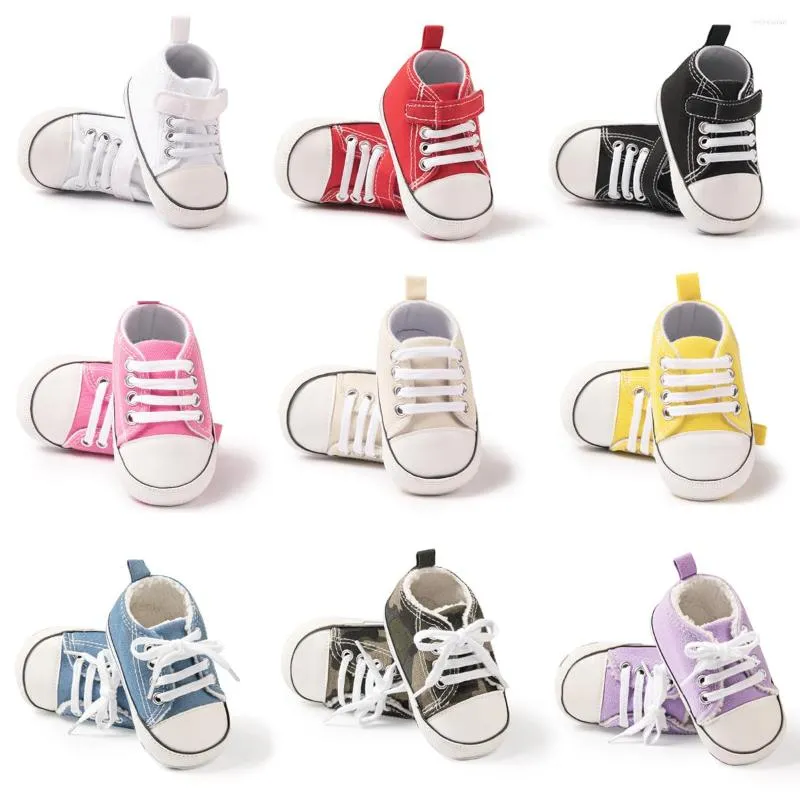 First Walkers KIDSUN Born Babyschuhe aus mehrfarbigem Segeltuch mit weicher Sohle, lässig, für Jungen und Mädchen, Kleinkinder