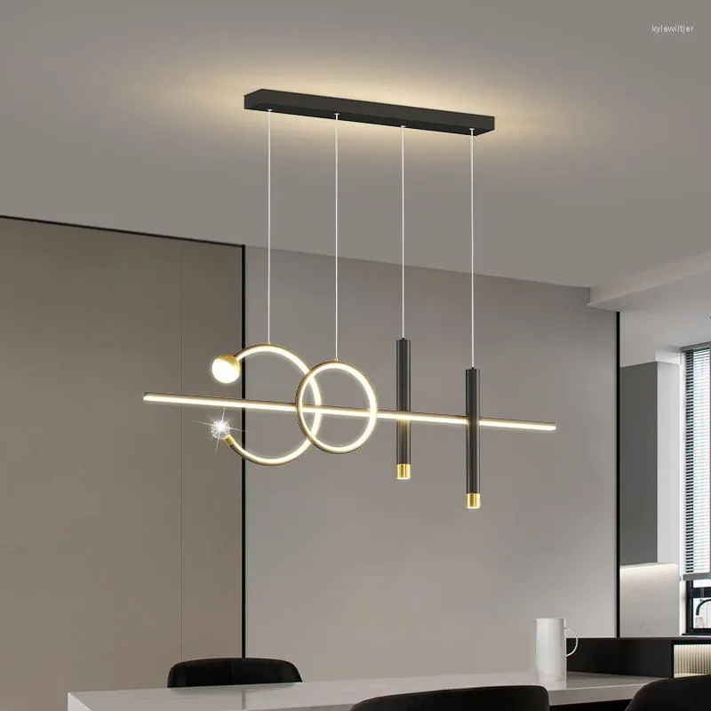 Candeliers Modern Led Pingente Chandelier para Living/Dining Room Bar Shops Loft Apartamento Home Black/White Lamp Office Coffee