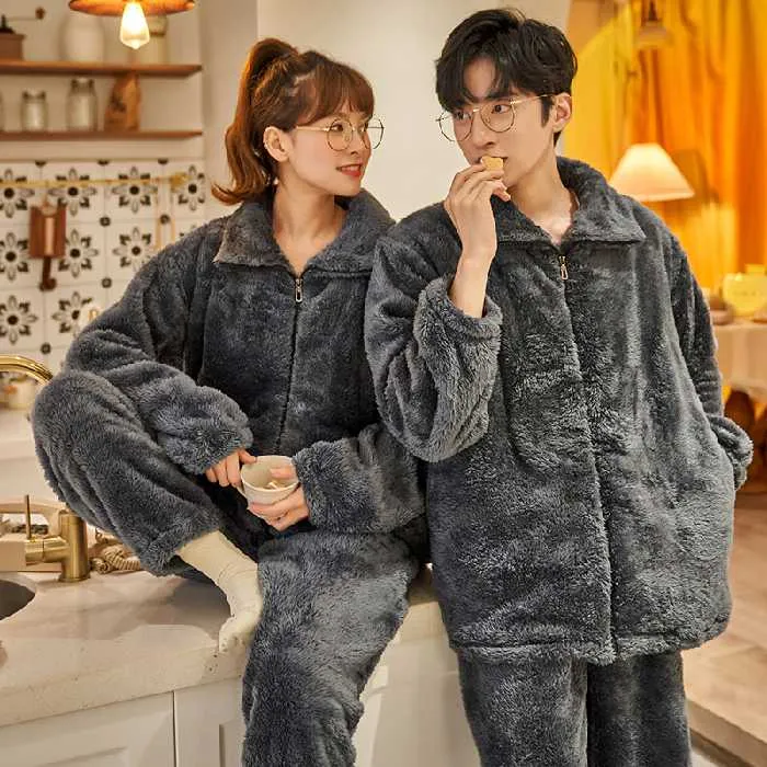 Cozy Flannel Zipper Pajama Set For Women And Men Perfect For Autumn And  Winter Men Sleepwear Set, Homewear, And Casual Wear From Qackwang, $28.02