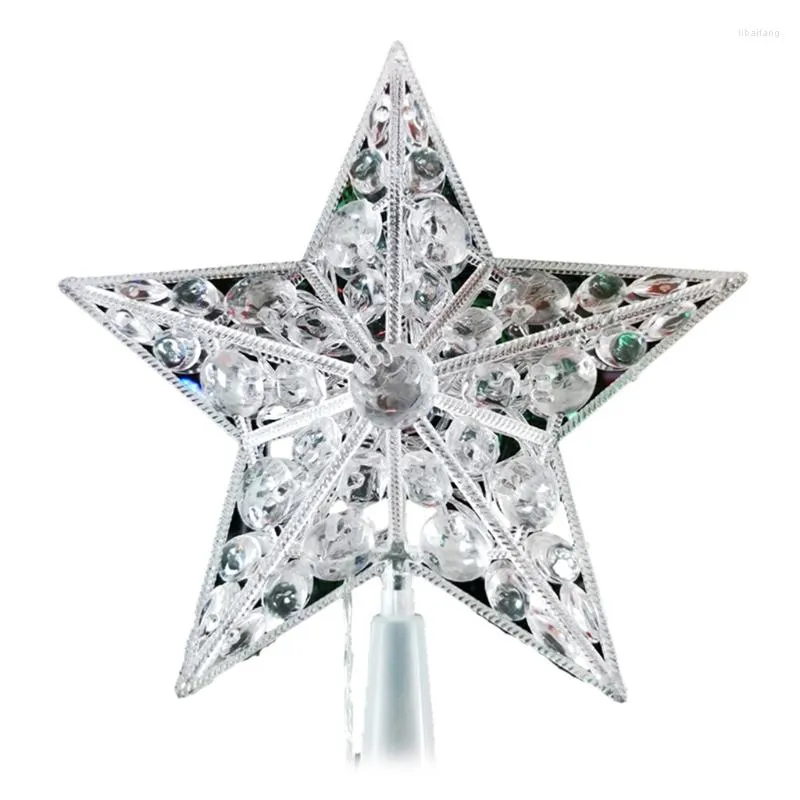 Decorações de Natal C9GA Nordic Tree Star com Bateria LED Battery Crystal Bead Treetop