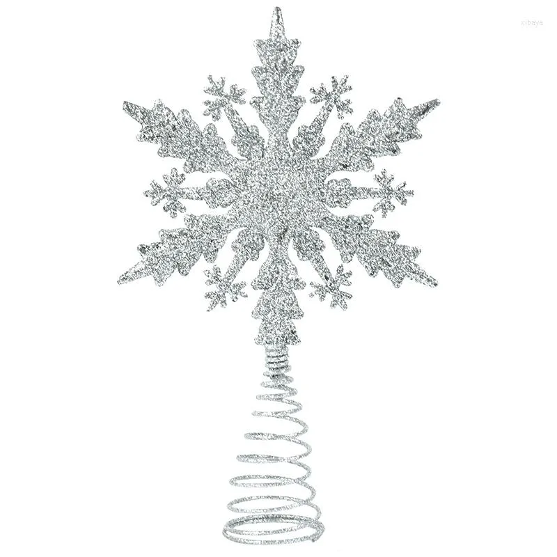 Decorazioni natalizie Glitter Argento Fiocco di neve Albero Top Ornamenti per la casa Decorazioni natalizie Navidad 2023 Anno