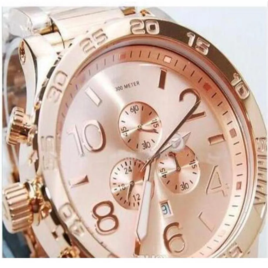 الموضة الكلاسيكية الجديدة Chrono Nixo 51-30 Chrono in All Rose Gold Watch A083-897 Watch Original Box212G