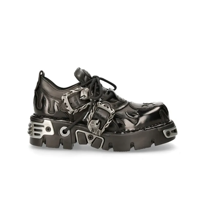 Dress Shoes Retro Rock For Both Men And Women Dark Punk Leather Metal Niche Low Top Platform 221231