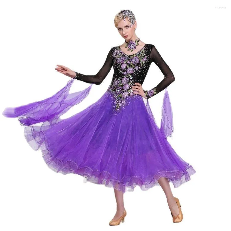 Stage Wear B-16180 Tävling Ballroom Slooth Modern Dress Dance Tango Waltz Custom-Made Handmade till salu