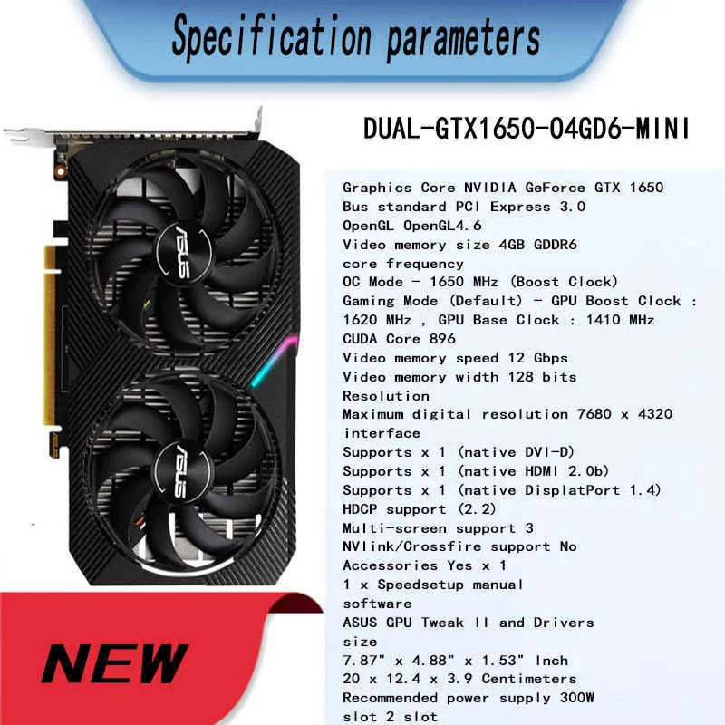 ASUS TUF GTX1650 O4GD6 P GAMING New 12nm DUAL GTX 1650 4G 12 Gbps