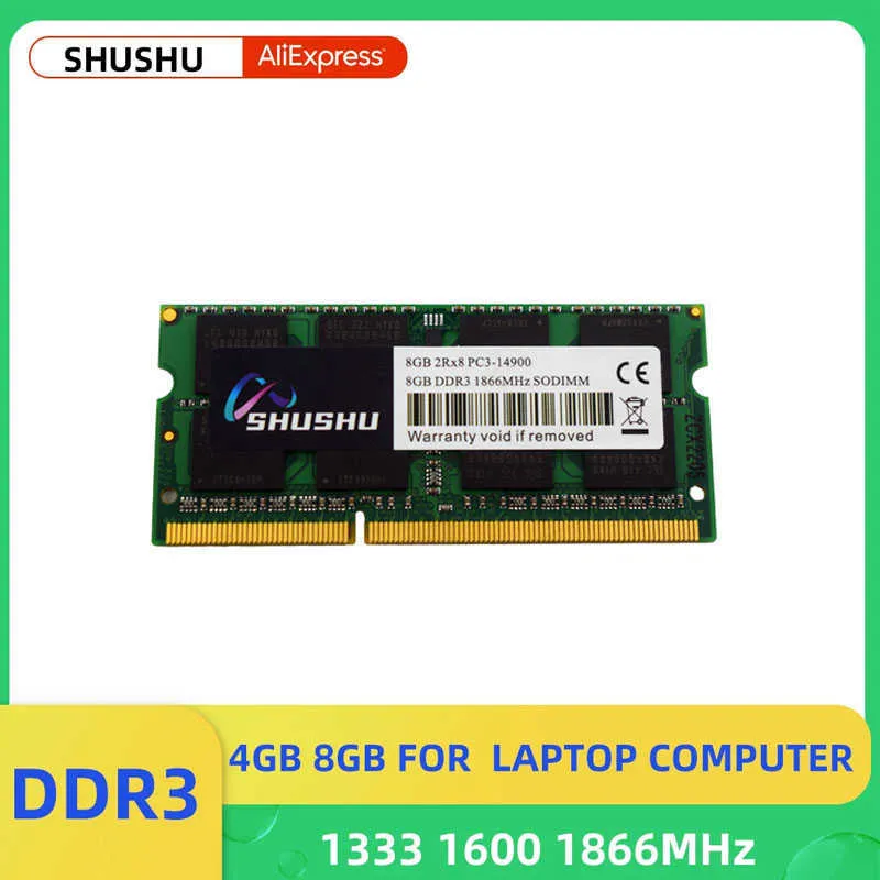 Shushu Memoria RAM DDR3 DDR3L 8GB 4GB 1333MHz 1600MHz 1866MHz SODIMM RAM PC3-10600 12800 14900 För anteckningsboksminne