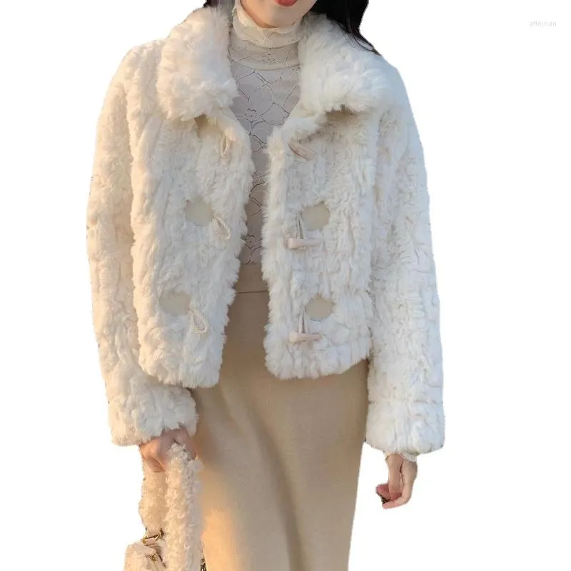 女性の毛皮zxryxgs 2023秋冬女性コート模倣ラムファッションジャケット女性服ショートホワイト