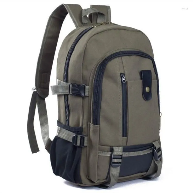 حقيبة الظهر القماشية العسكرية للرجال Zipper Rucksacks المحمول السفر الكتف Mochila دفاتر المدرسية أكياس المدرسة عتيقة