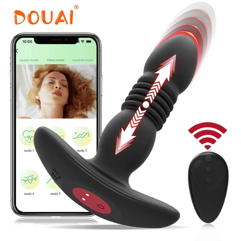 Sk￶nhetsartiklar Bluetooth -drivande dildo vibrator f￶r m￤n manlig prostata massager app fj￤rrkontroll anal plugg sexig leksak f￶r kvinna