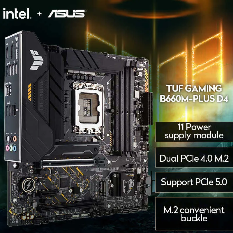 ASUS New TUFゲームB660MプラスD4コンピューターマザーボードサポートCPU 12700/12400FINTEL B660/LGA 1700