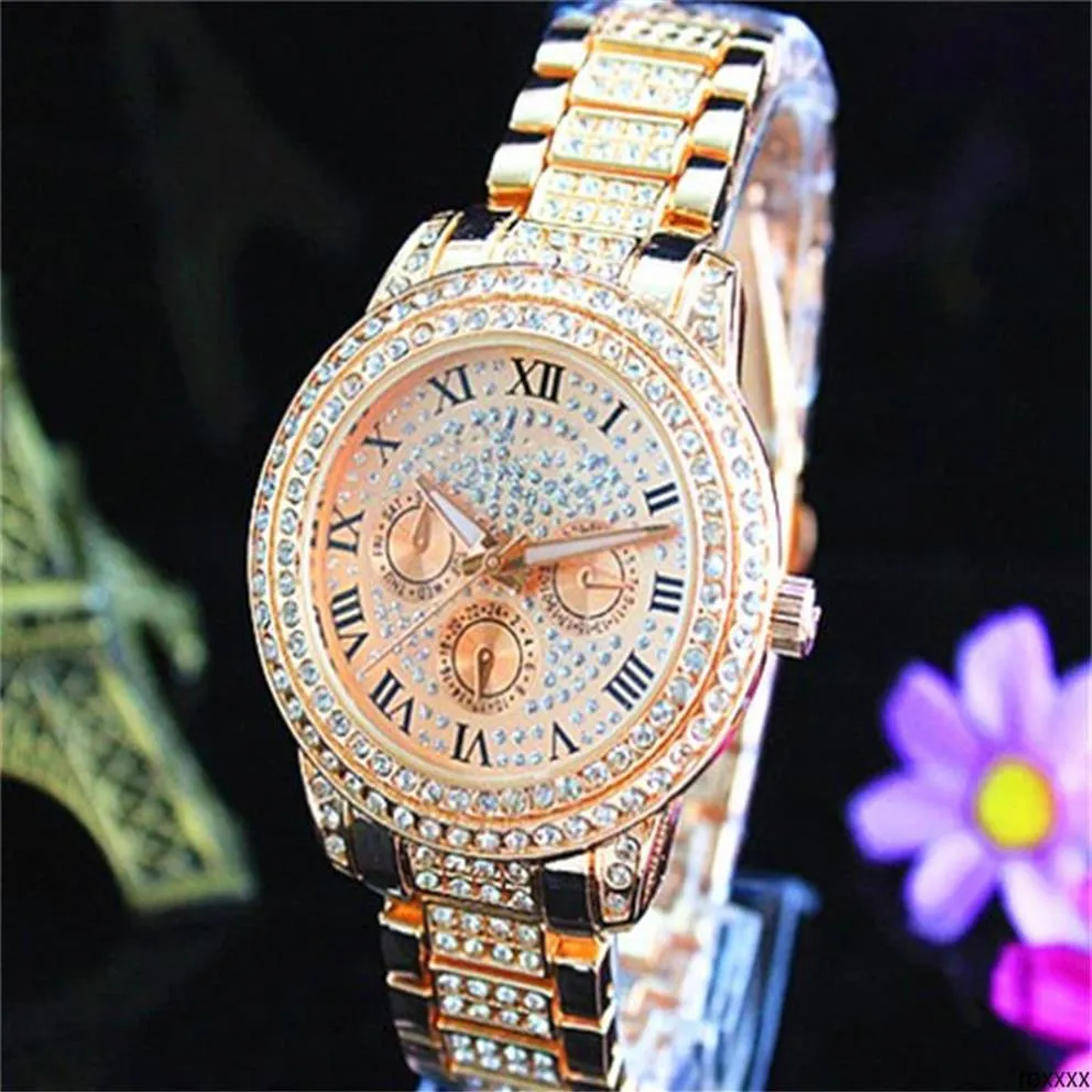 roxxxx false 3 Eyes Women Ladies Designer Quartz watches 3 Colors Whole Luxury Quartz watches Womens Diamonds wa237r