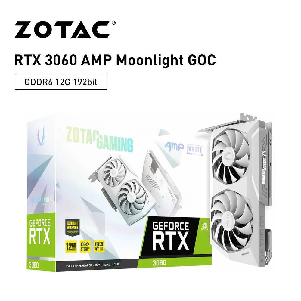 ZOTAC 100％新しいグラフィックカードGDDR6 RTX 3060 RTX3060 RTX 3060 TI 8GB 12GB 256ビット8NM GPUビデオカードPlaca de Vdeoアクセサリー