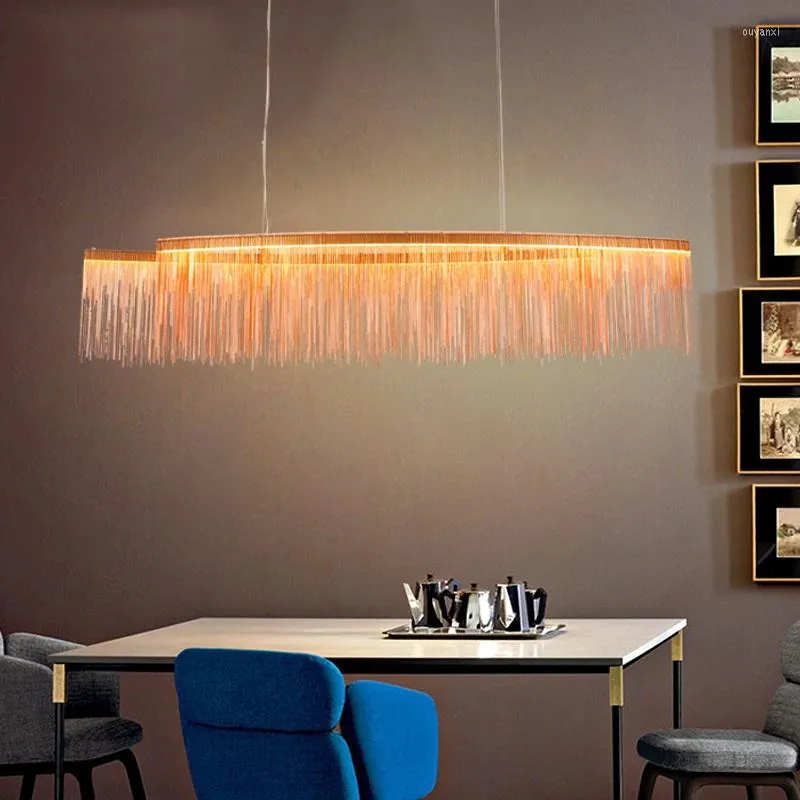 Pendant Lamps Postmodern Creative Chrome / Rose Gold Waterfall LED Chandeliers Residential & Commercial Office Chandelier Fixture