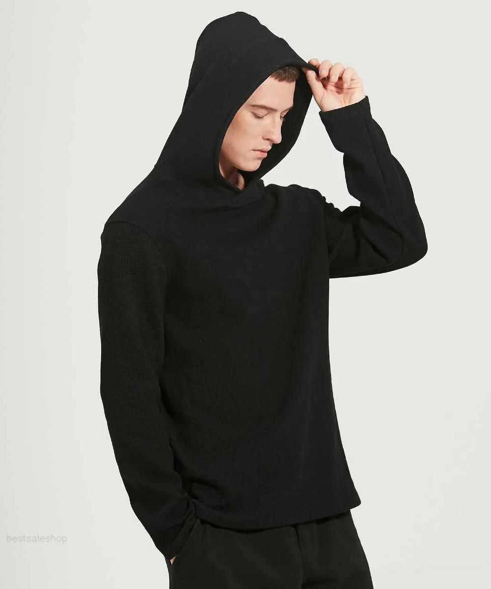 2023 New Men Hooded Hoodies Sports Yoga Thick Fabric Solid Basic Sweatshirts Quality Jogger Texture Pullovers top