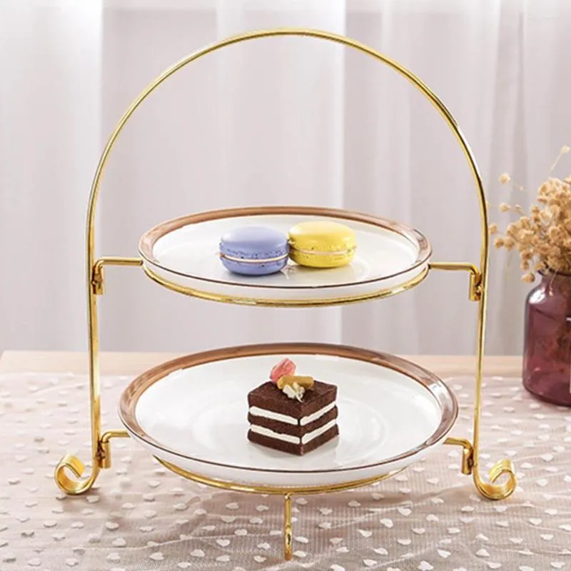 Plates Cupcake Dessert Stand European Style 2 Tier Pastry Fruit Plate Serving Tray Holder Wedding Party Home Decoration