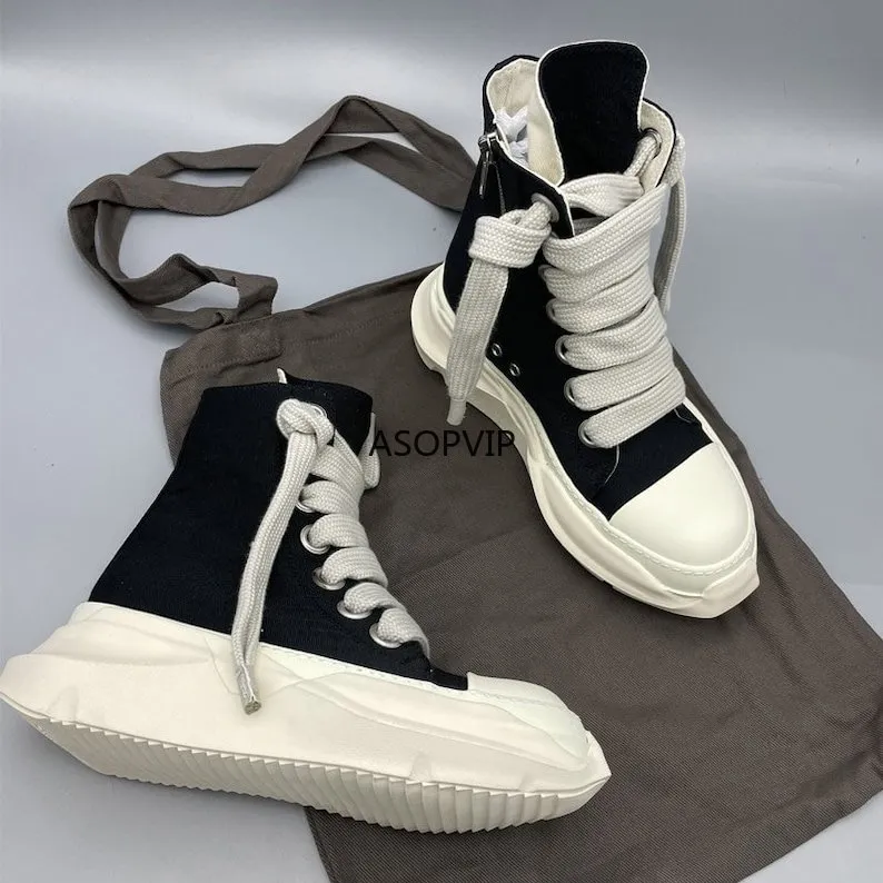 High RO Top Jumbo Lace Abstract Style Rick Sneakers Unisex Streetwear OWENS Designer Shoes for Men Women
