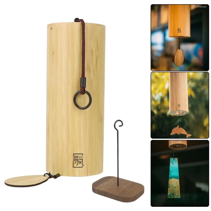 Dekoratif Figürinler Akor Müzik Zilleri Winding Bambu Rüzgar Boho Windchime Dış Mekan Ev Veranda Bahçe Dekorasyonu El Yapımı Ahşap Doğal