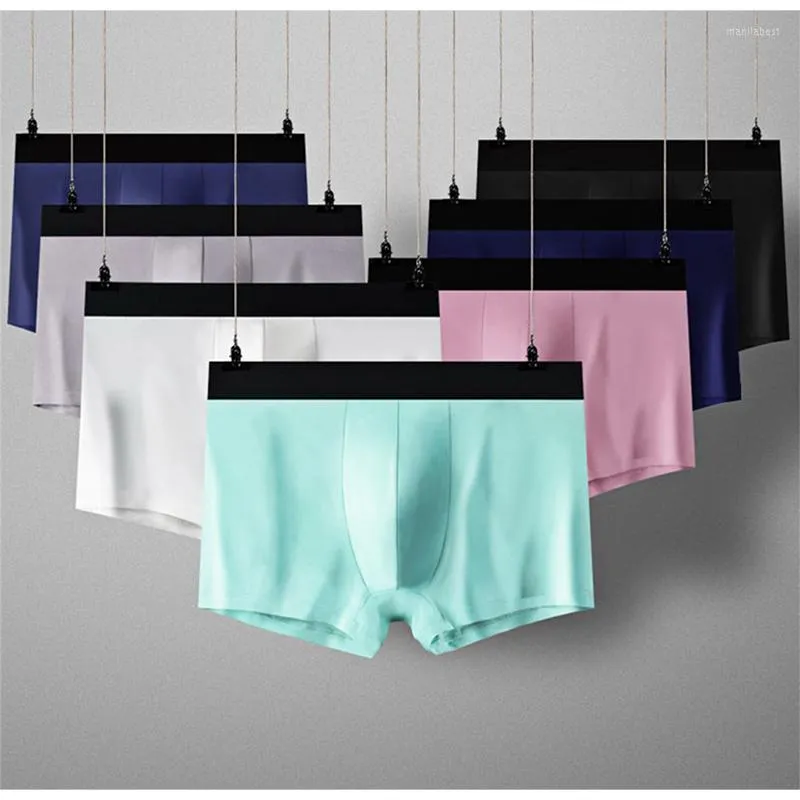 Underpants 7 Pcs/Lot Men's Underwear Icy Silk Is Cool And Comfortable Solid Color Man Panties Good Nylon Fiber Men Boxer Briefs