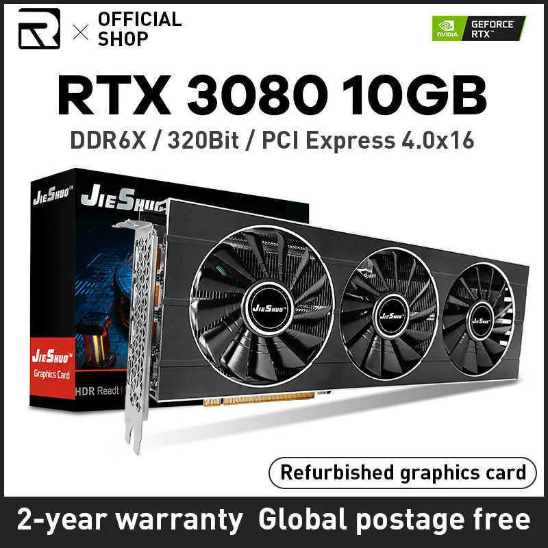 Carte graphique RTX3080 10G remise à neuf GDDR6X GPU NVIDIA ordinateur PC 320bit PCI Express X16 4.0 cartes vidéo de jeu rvb