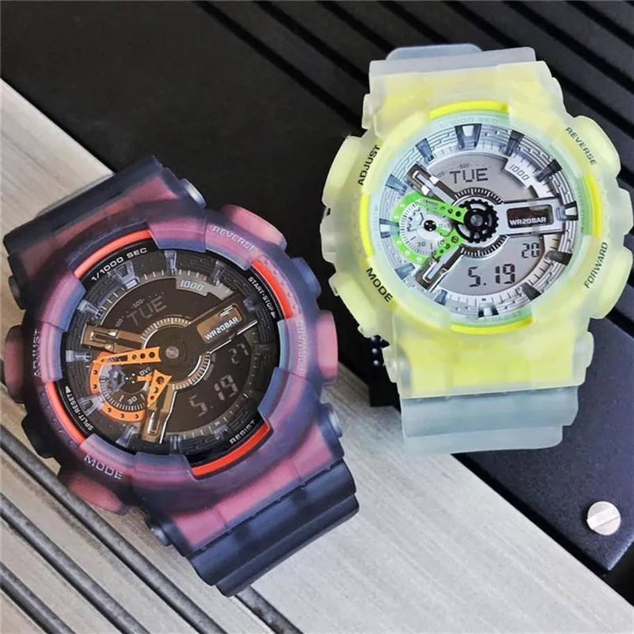 Sports Quartz مقاوم للماء 110 Iced Out Watch عرض مزدوج عرض تلقائي للضوء اليد عالية الجودة 245R