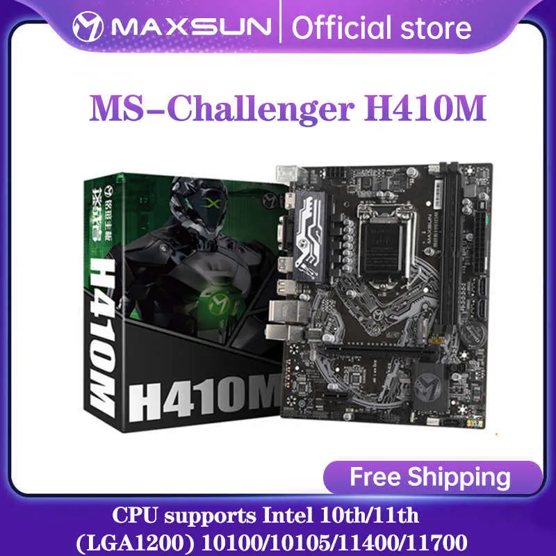 MAXSUN nouvelle carte mère complète Challenger H410M USB3.1 LGA1200 M-ATX SATA 3.0 PCI-E NVME prise en charge intel 10th Core double canal DDR4