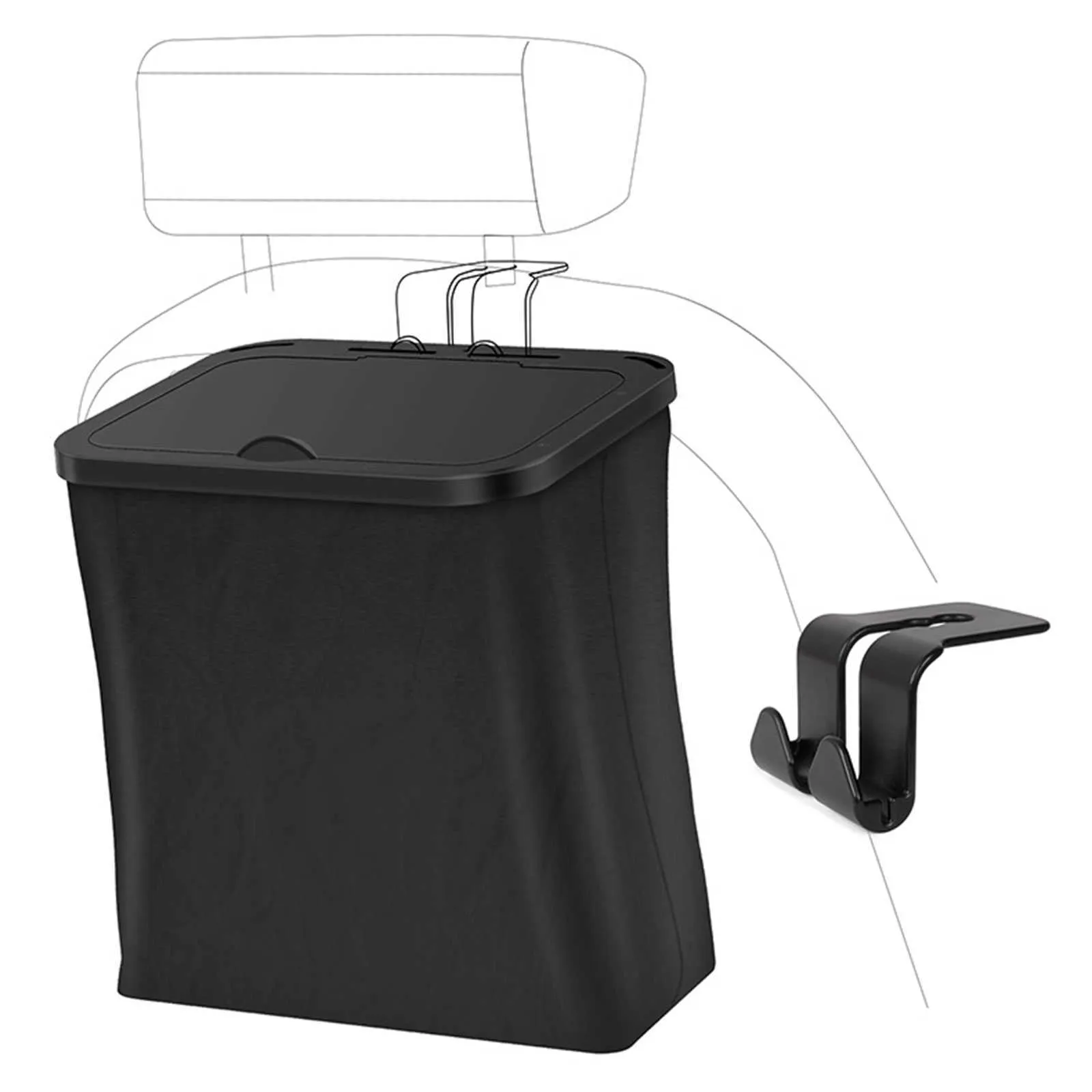 Papelera Plegable Para Coche Con 2 Posavasos Y Bolsa De Basura - Impermeable, Colgable En Puerta O Asiento, Multiusos