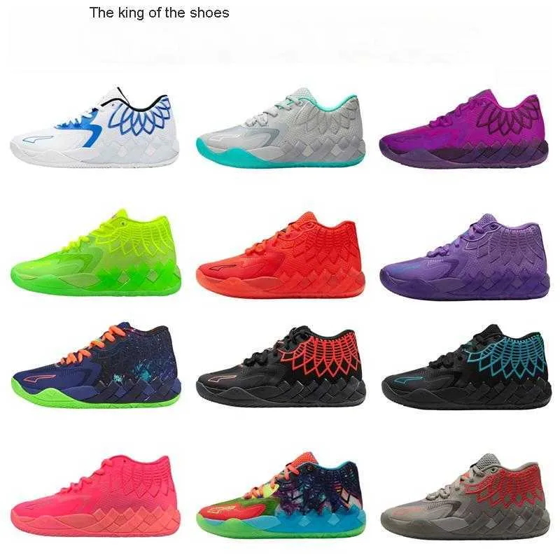 2023 MB.01grade School MB01 Rick Morty Buty do biegania na sprzedaż Lamelo Ball Basketball Queen City Red Sport Shoe Red Green Purple